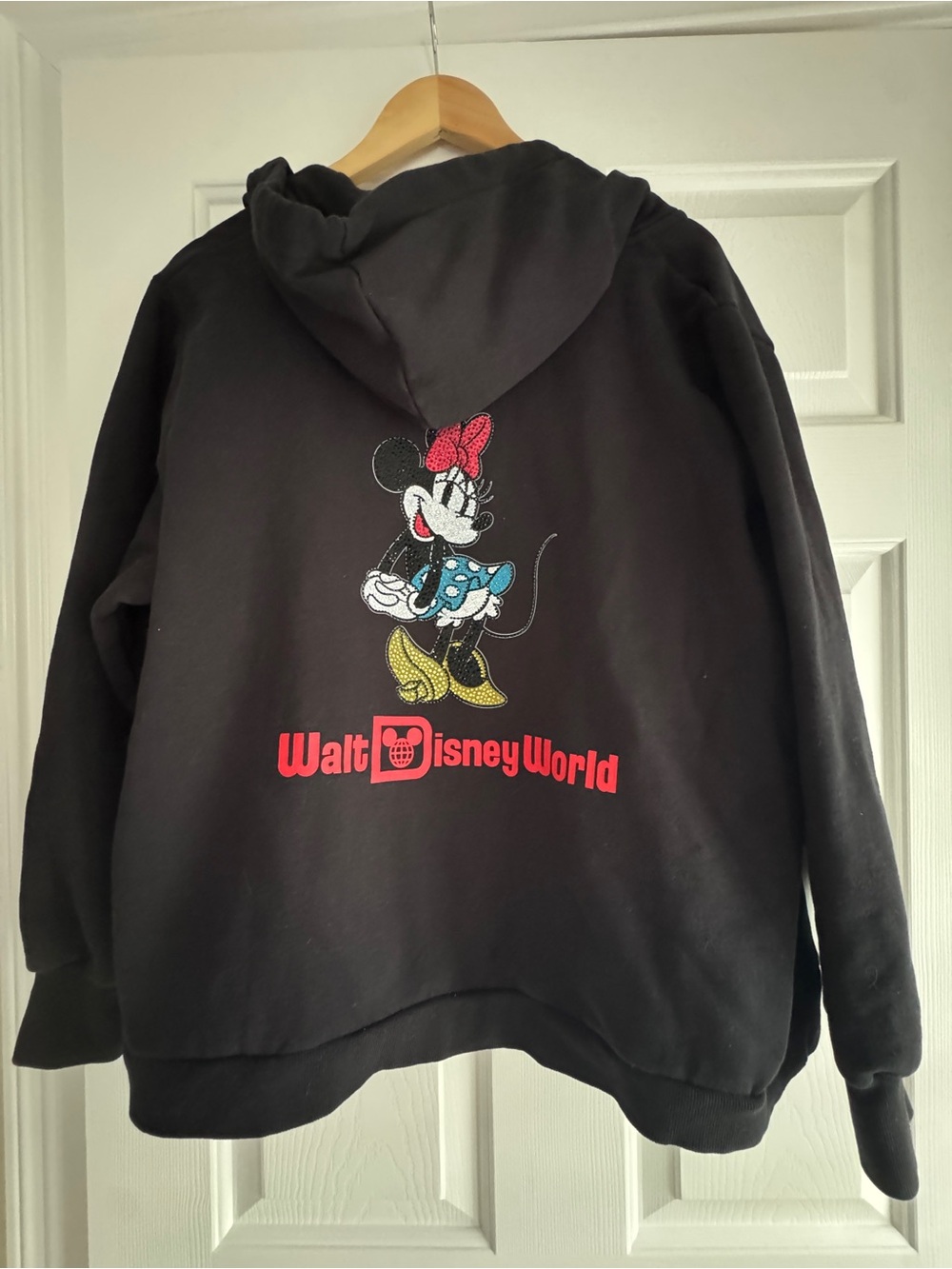 Walt Disney World Minnie Mouse Black Rhinestone zip-Up Hoodie size 1X - Picture 5 of 11